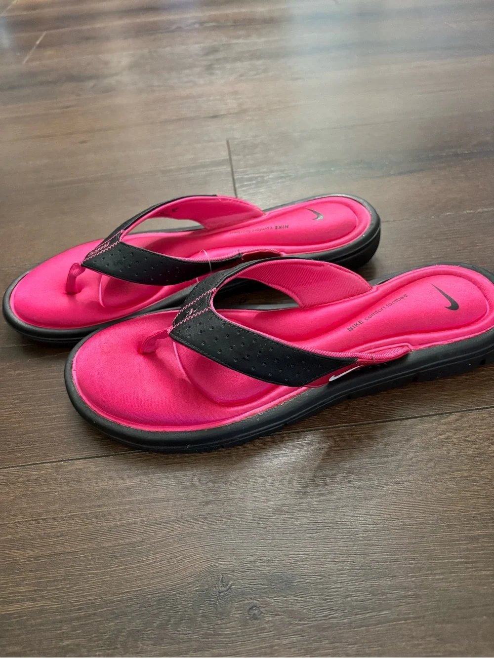 Nike Comfort Footbed Women's 11 Thong Sandals Flip Flops Black & Pink